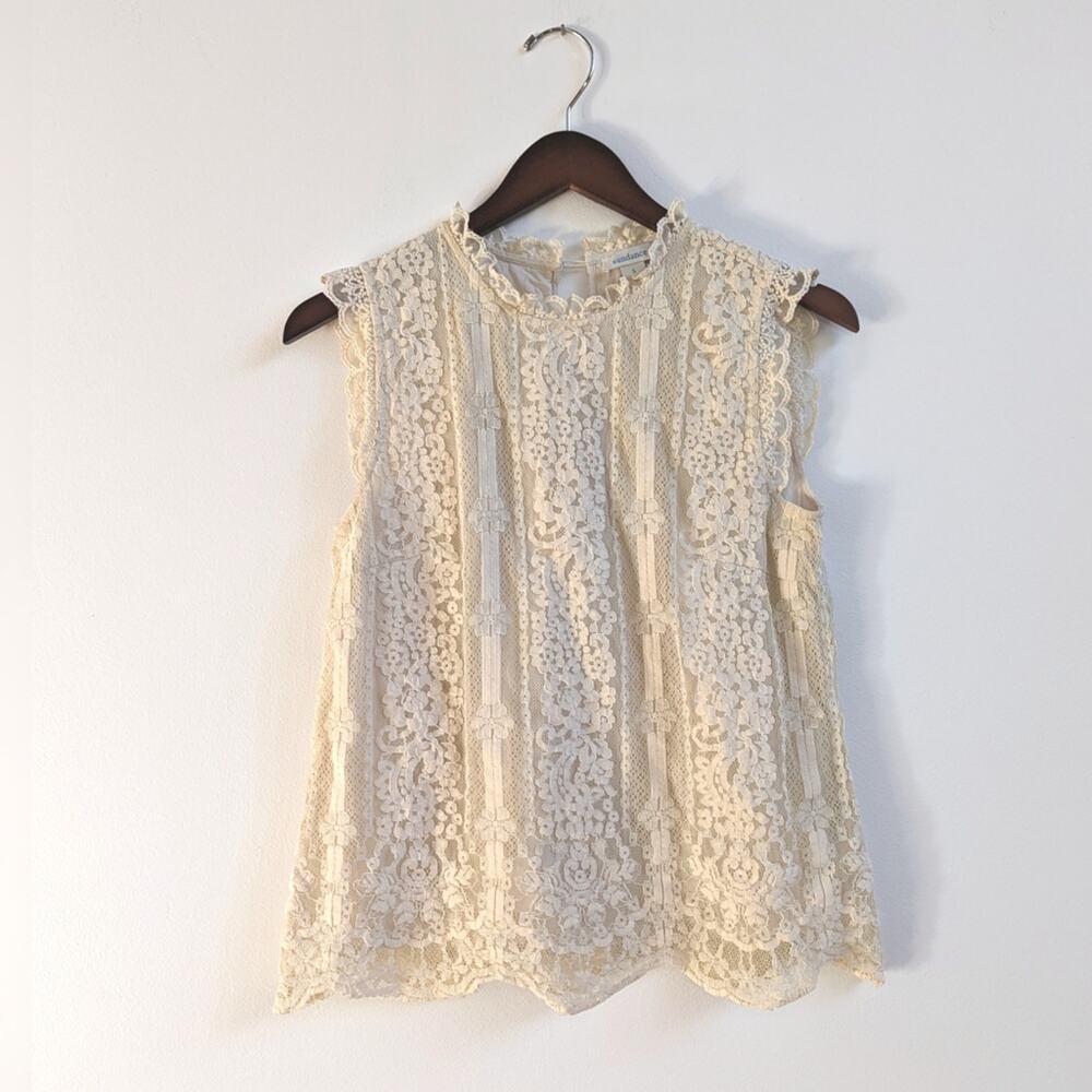 Sundance Esme Scalloped Lace Sleeveless Blouse Cream Small2